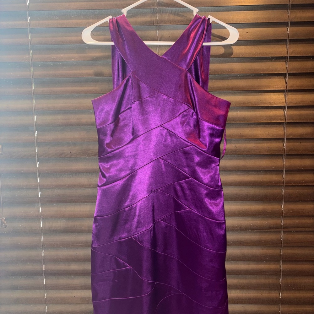 Spiegel Vibrant Purple Satin Sleeveless Cocktail Dress
